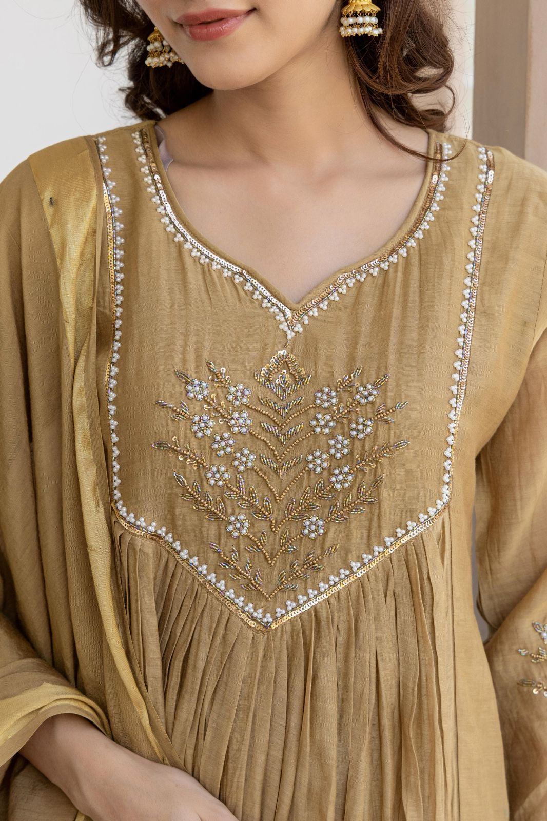 Handwork Golden Mul Chanderi