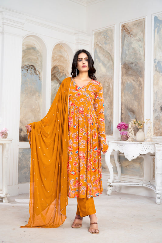 Digital Print Anarkali with Chudidar – Traditional Elegance