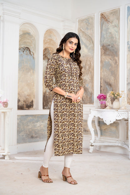 Rapid Fast Foil Print Regular Kurti – Below Knee Length