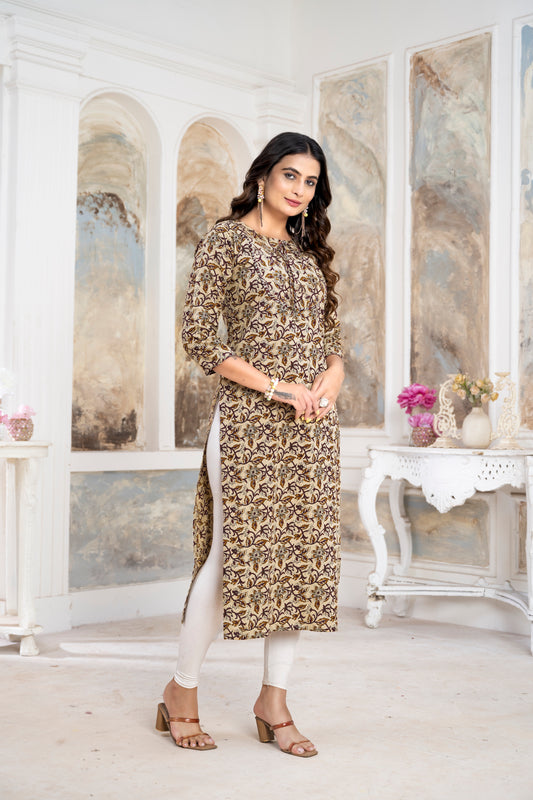 Rapid Fast Foil Print Regular Kurti – Below Knee Length