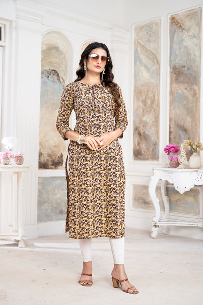 Rapid Fast Foil Print Regular Kurti – Below Knee Length