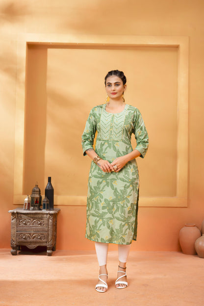 Regular Kurti Below Knee with Embroidery Work